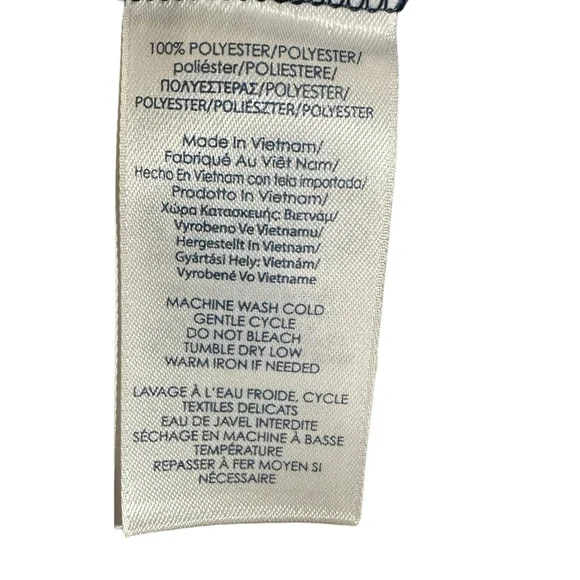 Chaps Denim Blue & White Paisley Ruffle Collar Lace-up neck 3/4 Sleeve Top Sz XL - Picture 9 of 9